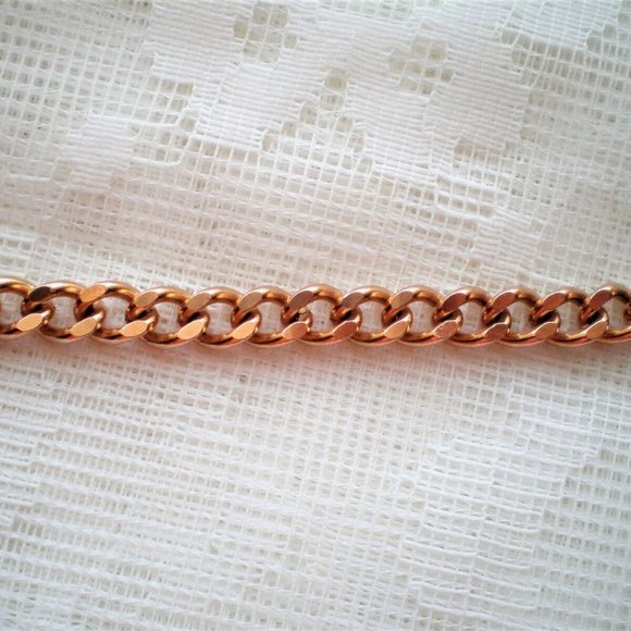 Vintage Unisex Russian USSR 14K 585 Rose Pink Gold Cuban Link Chain Bracelet - Picture 2 of 7